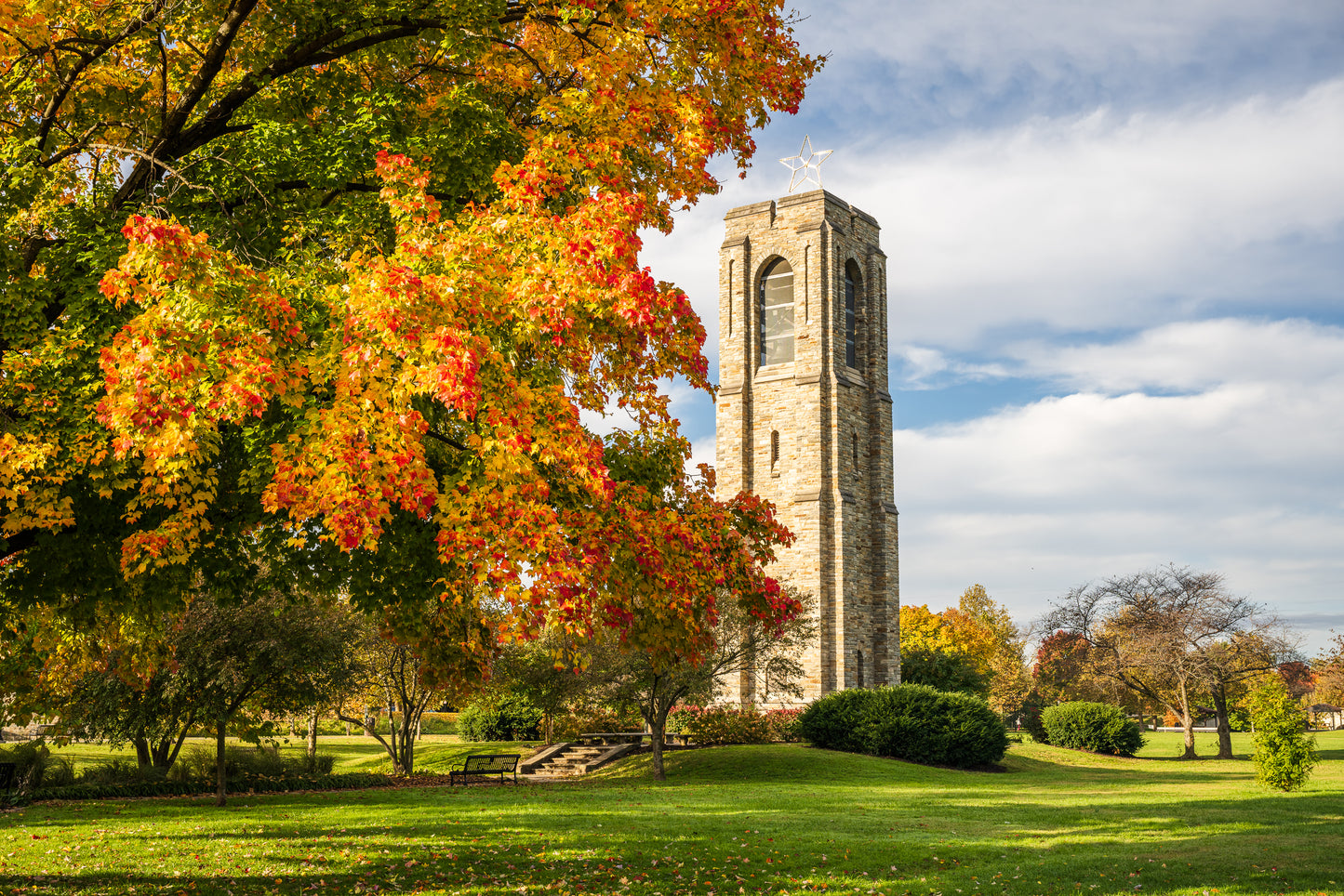 Baker Park Bell Tower and Carillon in Autumn